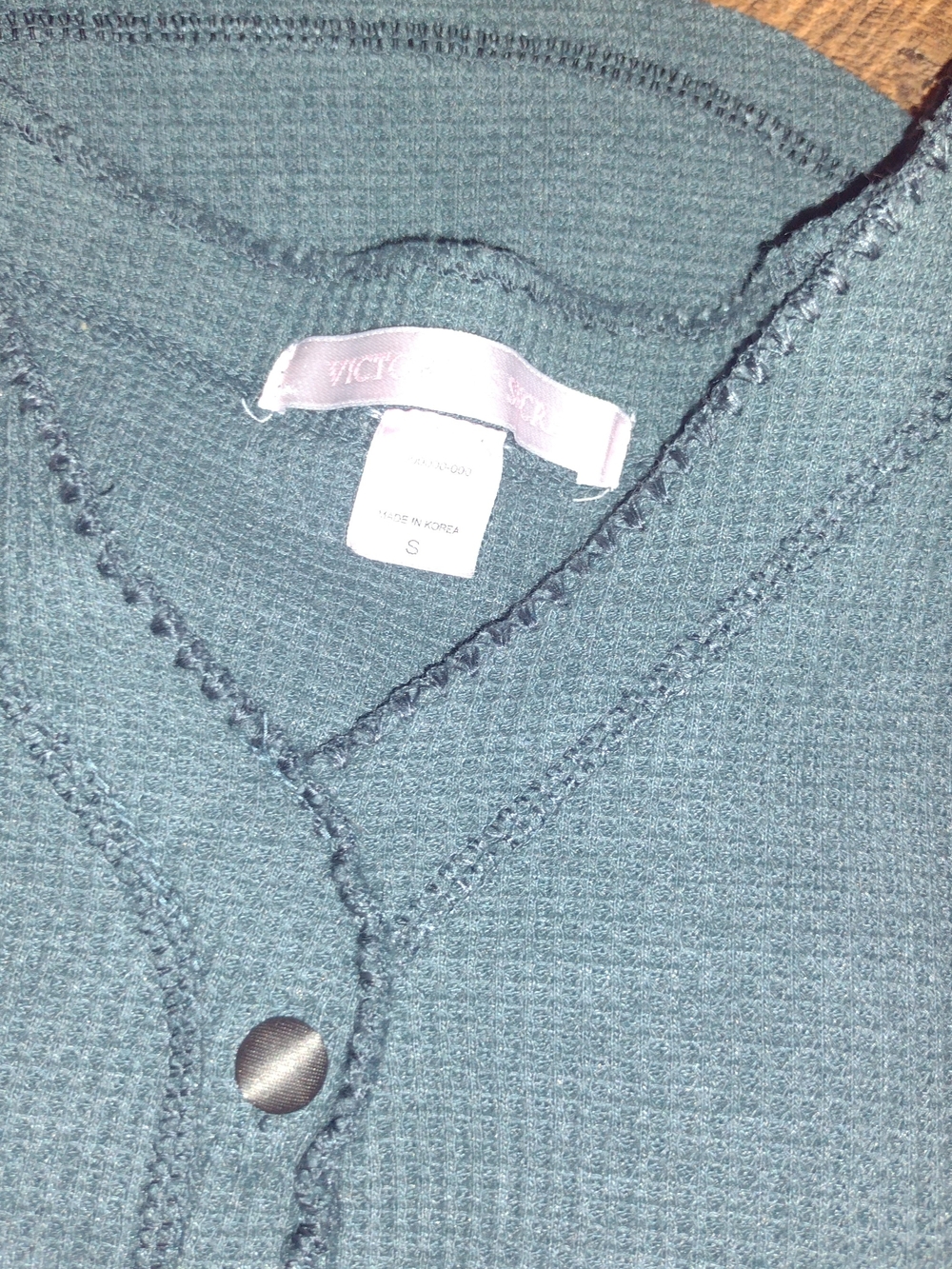 Victoria's Secret Waffle-Knit Pajama Set in Slate Blue-Green - Picture 2 of 3